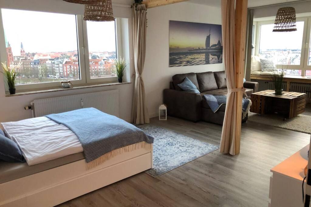 Yachtpanorama Weser Und Yachthafenblick 1 Zi 7Og Bremerhaven Exterior photo